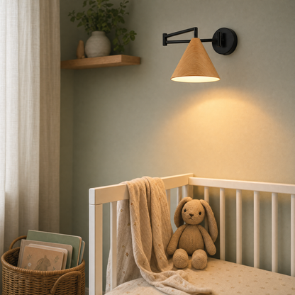 Linnoro Scandinavian Wood-Effect Swing Arm Wall Light