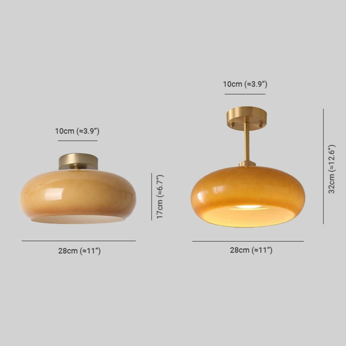 Glossy Glass Semi-Flush Ceiling Light