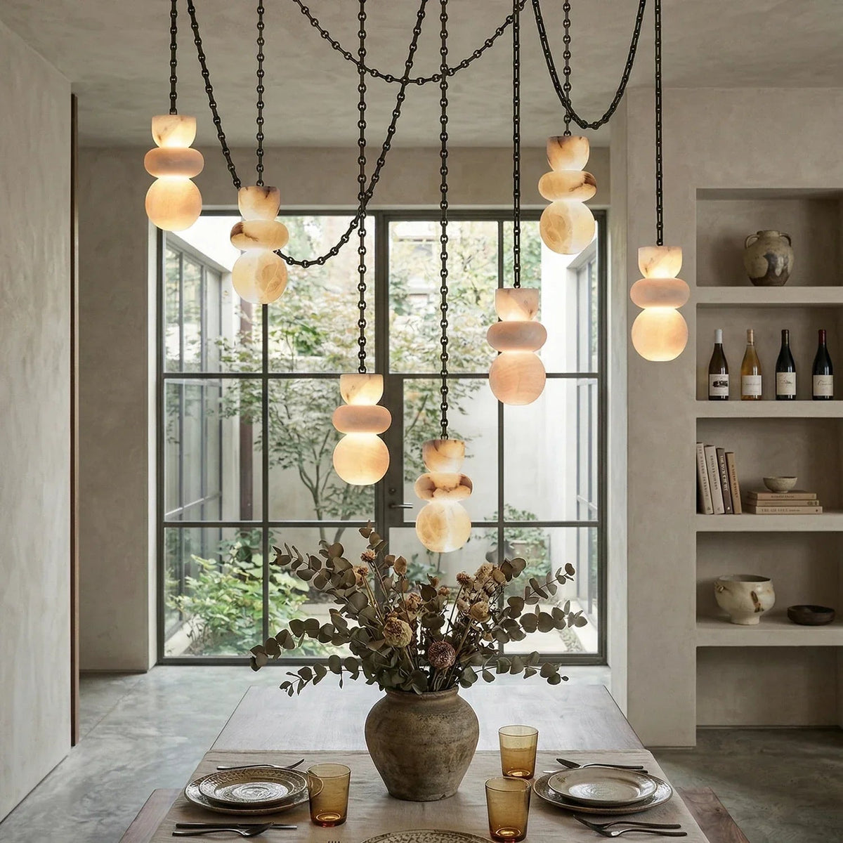 Alabaster Stone Cascade Chandelier