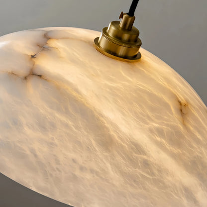 Carved Alabaster Brass Dome Pendant