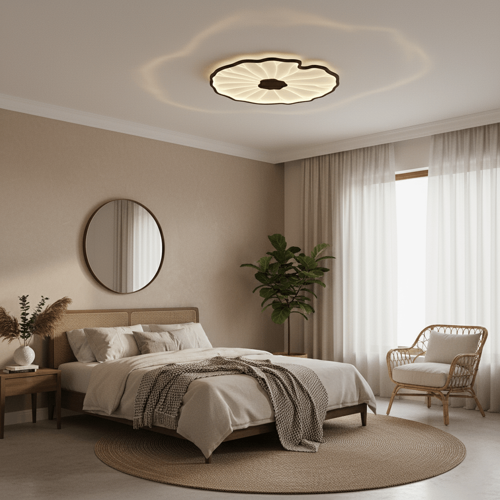 Waterlily Wood-Grain Ceiling Light