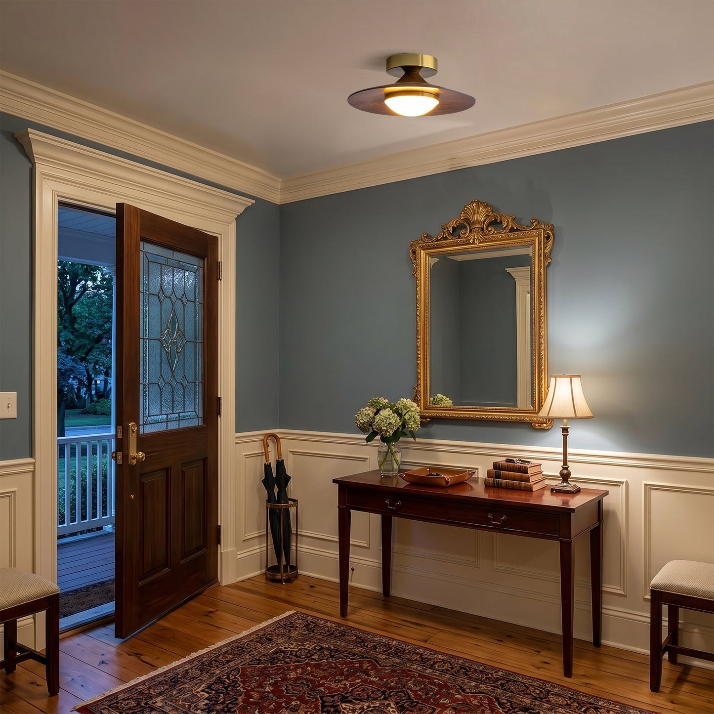 Walnut Saucer Ceiling Light