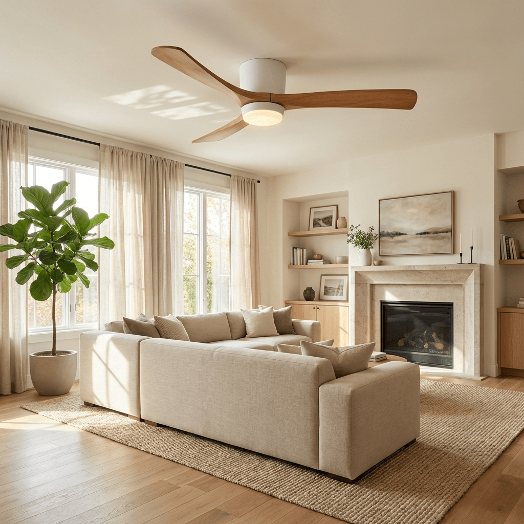 Sycamore Wood Flush Ceiling Fan
