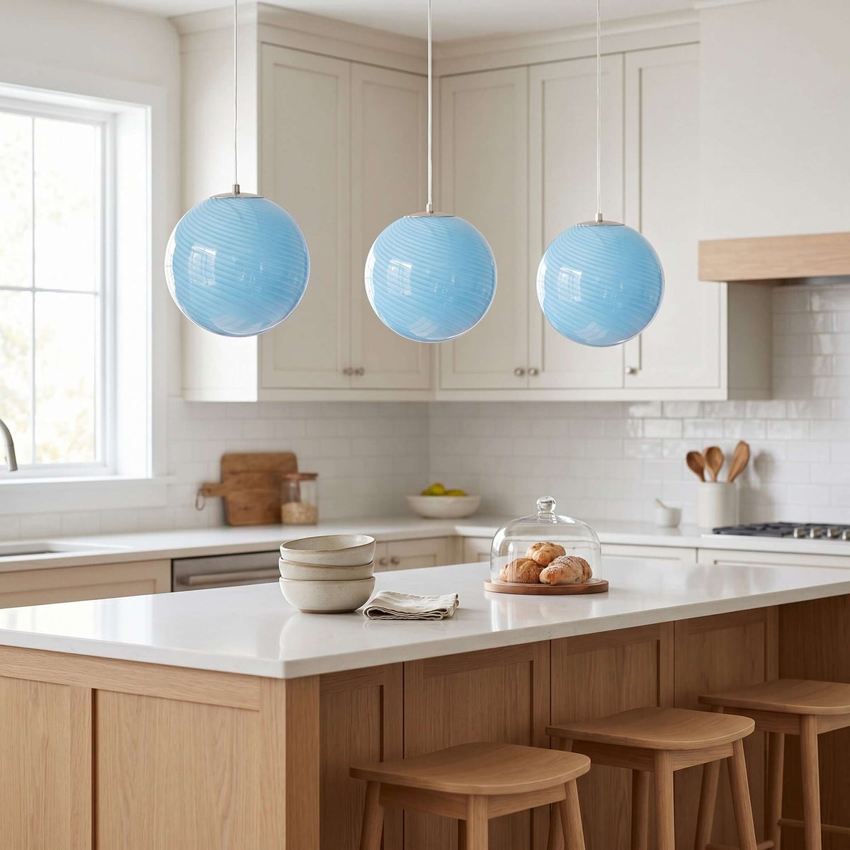 Swirled Glass Globe Pendant Light