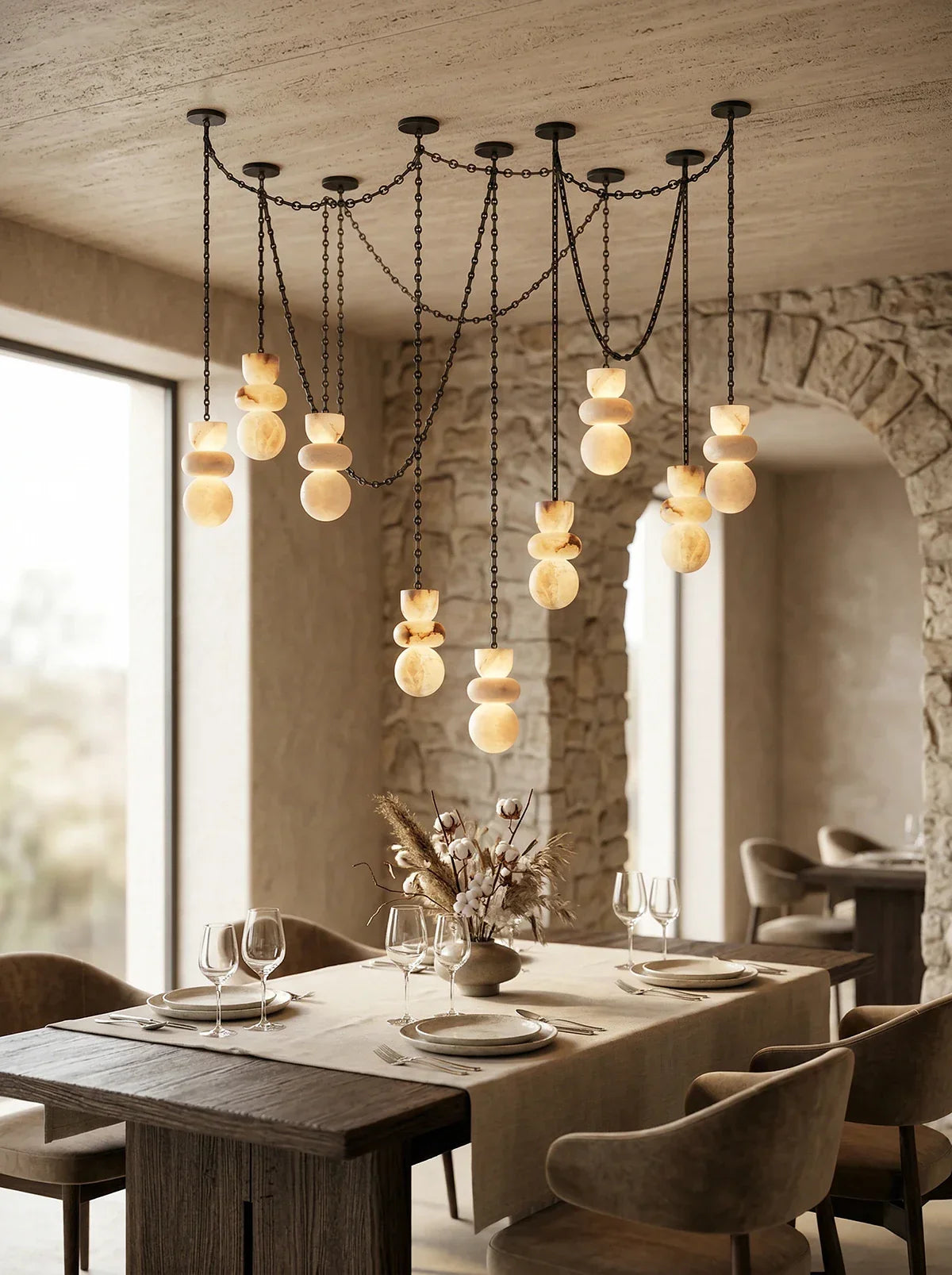Alabaster Stone Cascade Chandelier