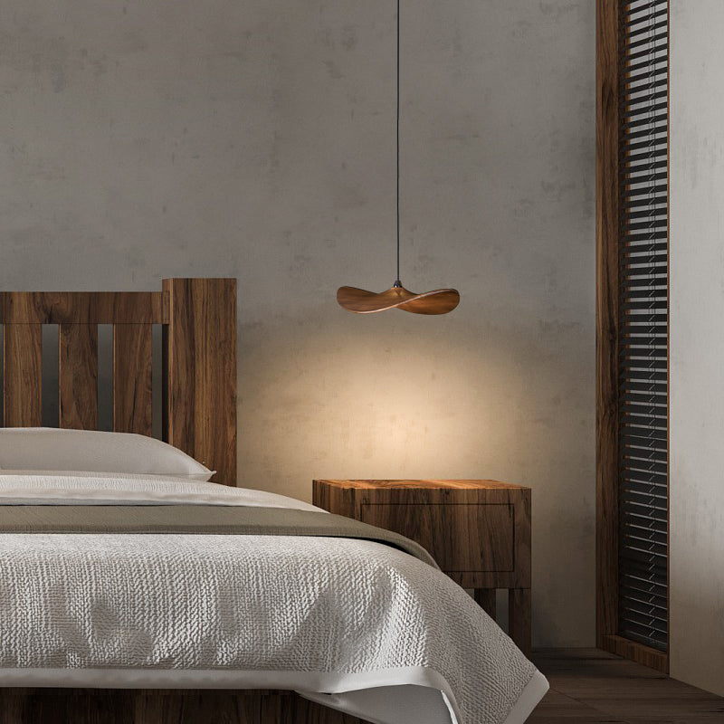 Wavy Wood Leaf Pendant Light