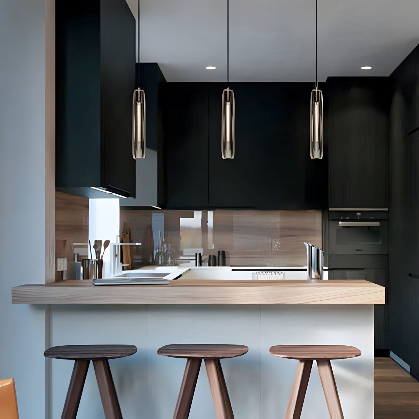 Brass Crystal Rod Pendant Light