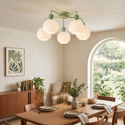 Ribbed Opal Glass Semi-Flush