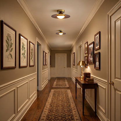 Walnut Saucer Ceiling Light