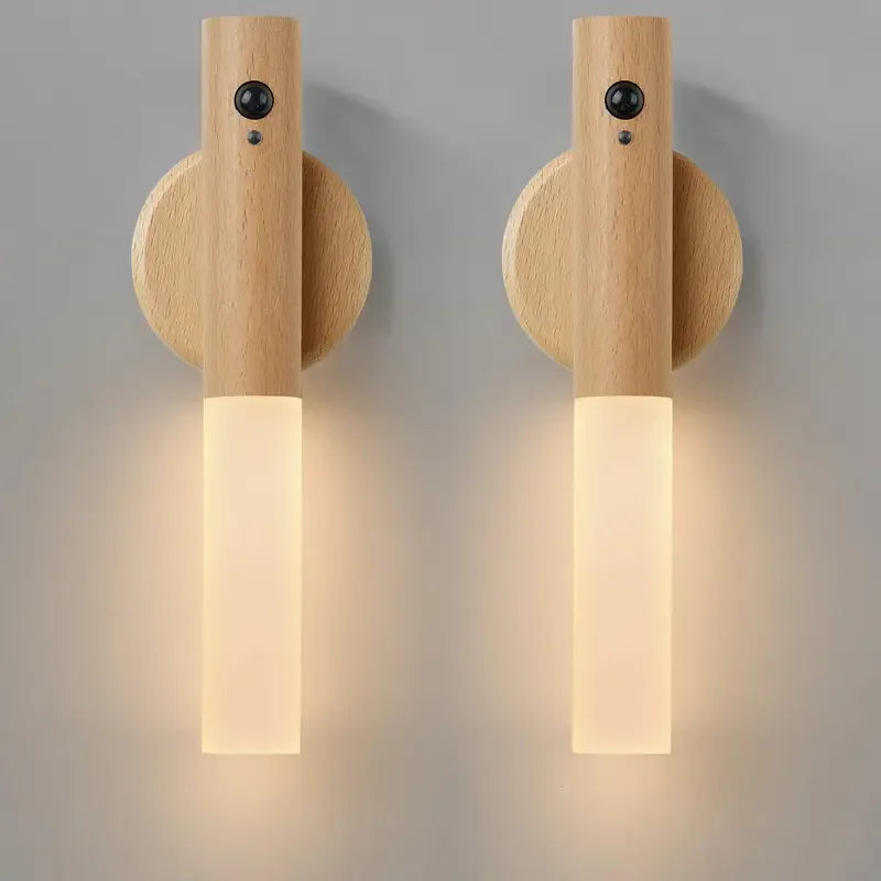 Oakmira Minimalist Wood Motion Sensor Wall Light