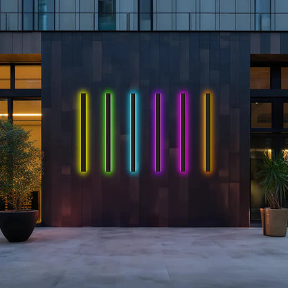 Veldrin Minimalist Slim Black Metal Outdoor Wall Light