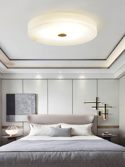 Alabaster Drum Flush Ceiling Light