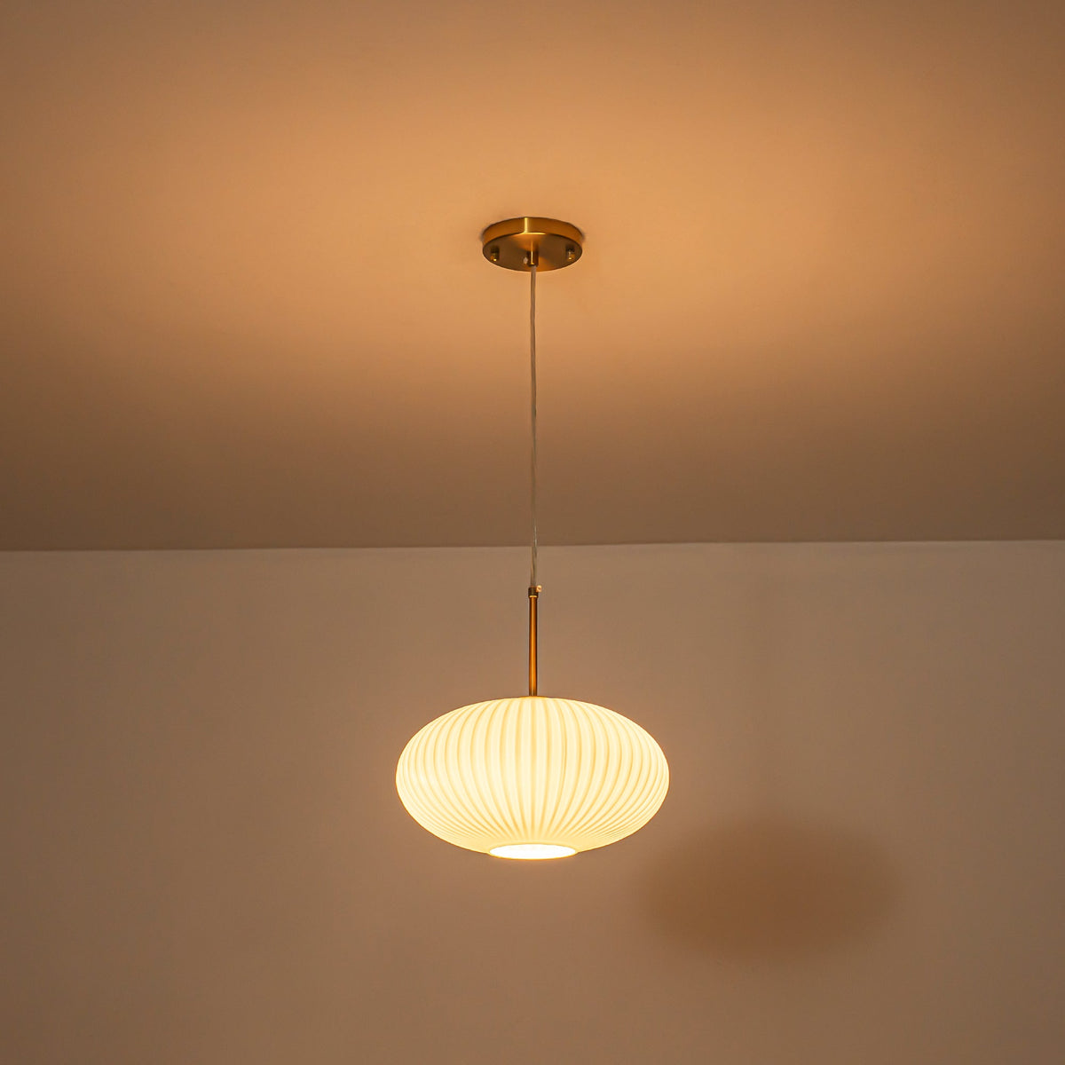 Fluted Oval Glass Pendant