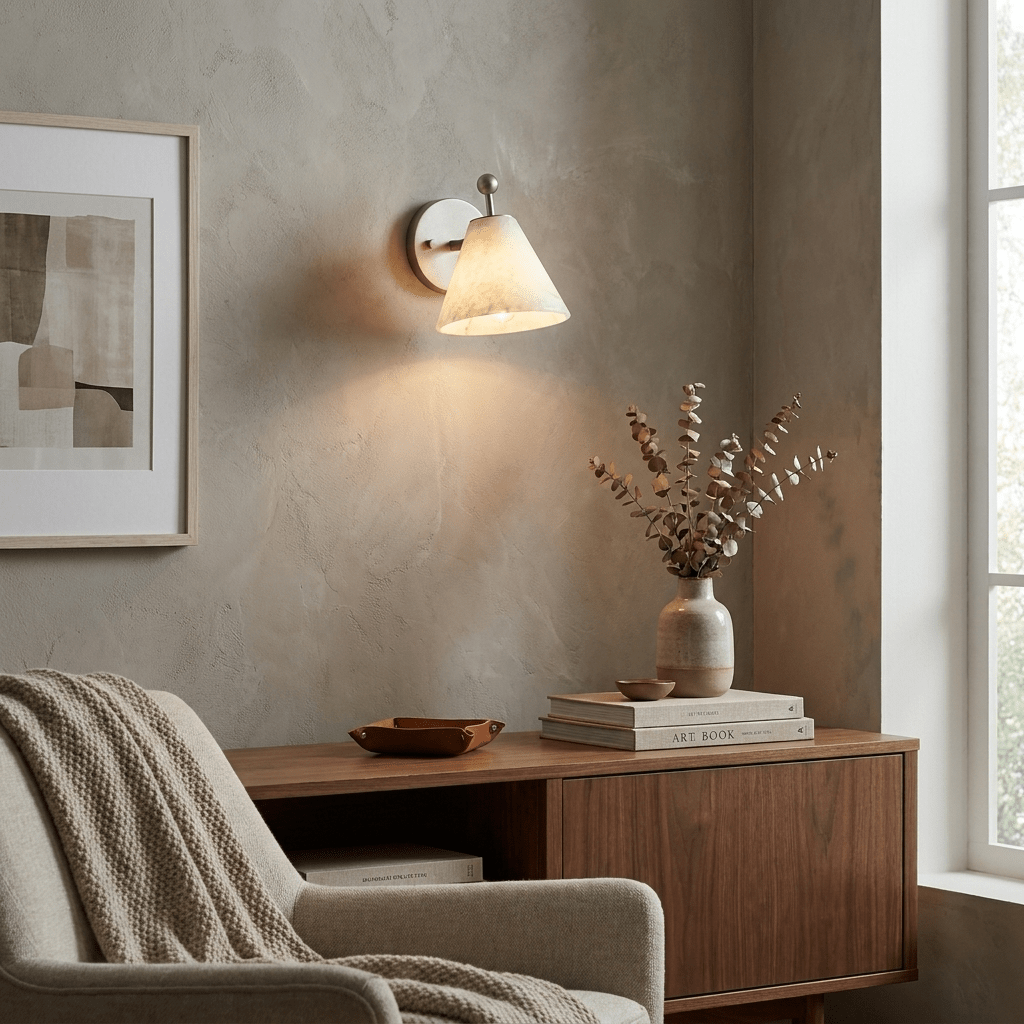 Alabaster Cone Wall Light