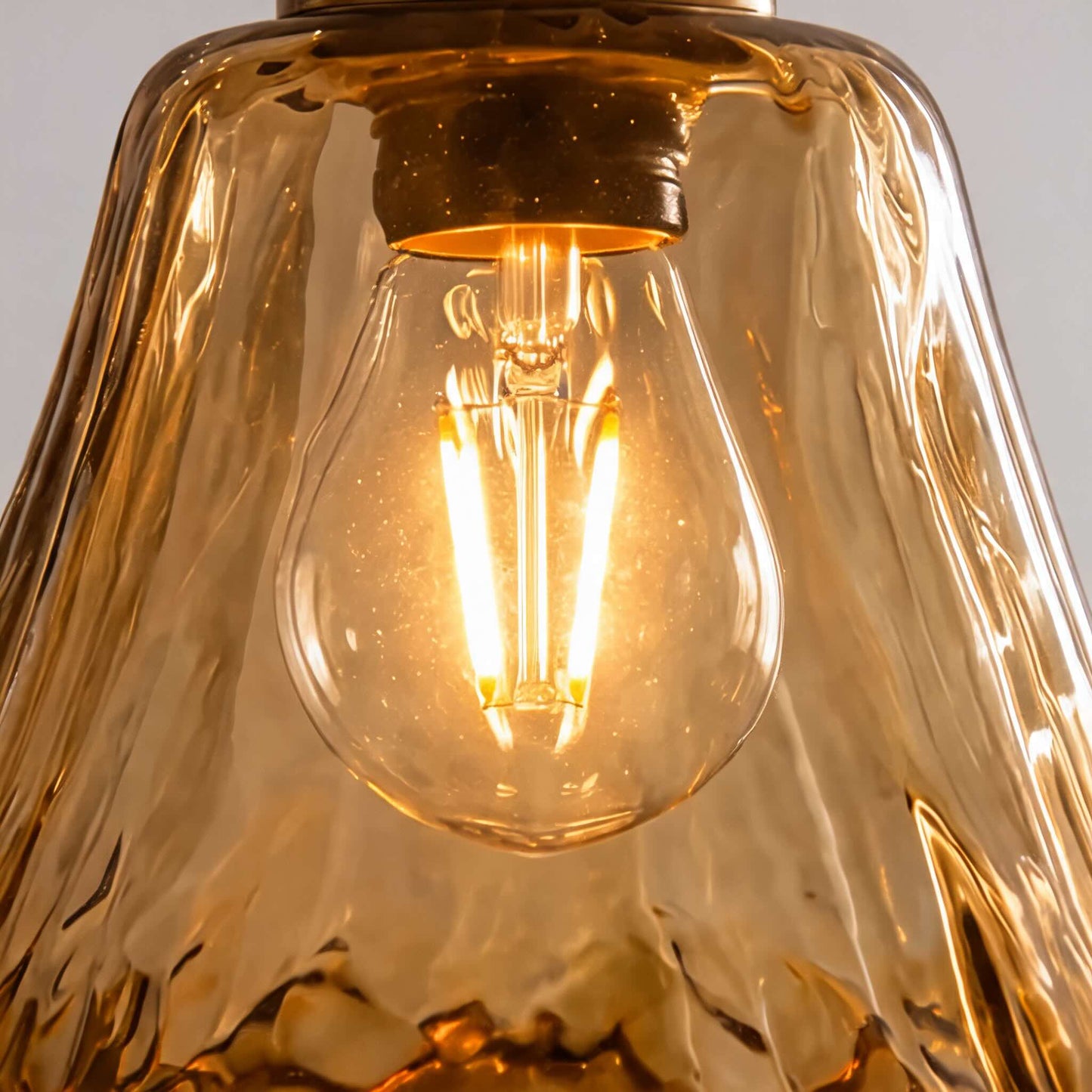 Vintage Brass Amber Pendant Light