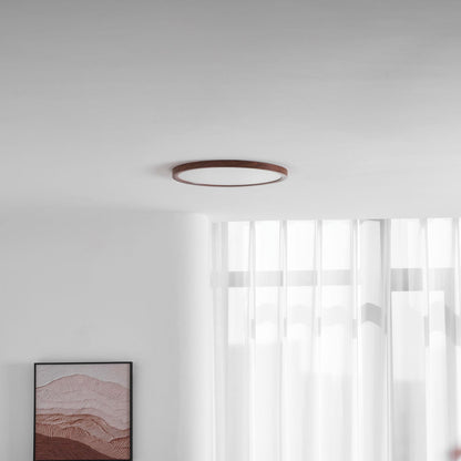 Slim Walnut Flush Ceiling Light