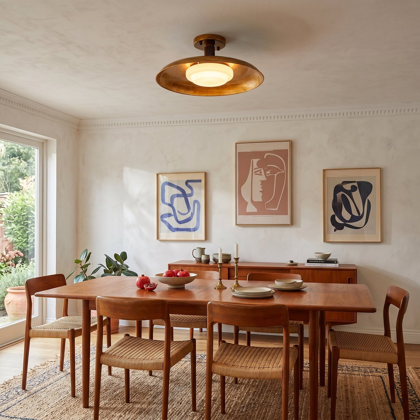 Wide Disc Flush Ceiling Light