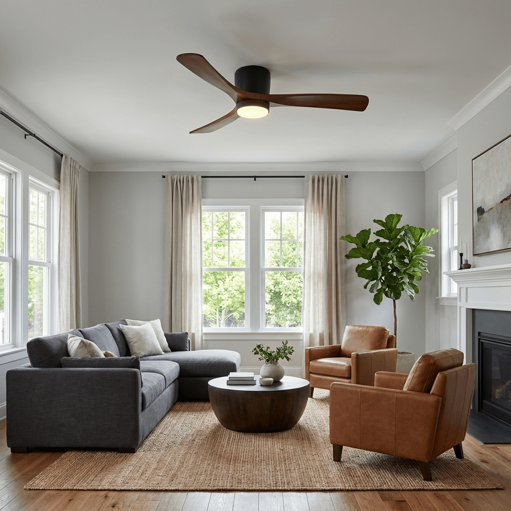 Sycamore Wood Flush Ceiling Fan