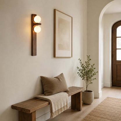 Wood Double Globe Wall Light