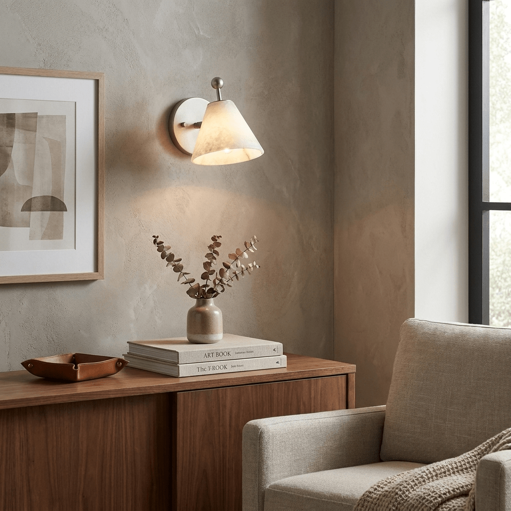 Alabaster Cone Wall Light