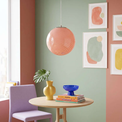 Swirled Glass Globe Pendant Light