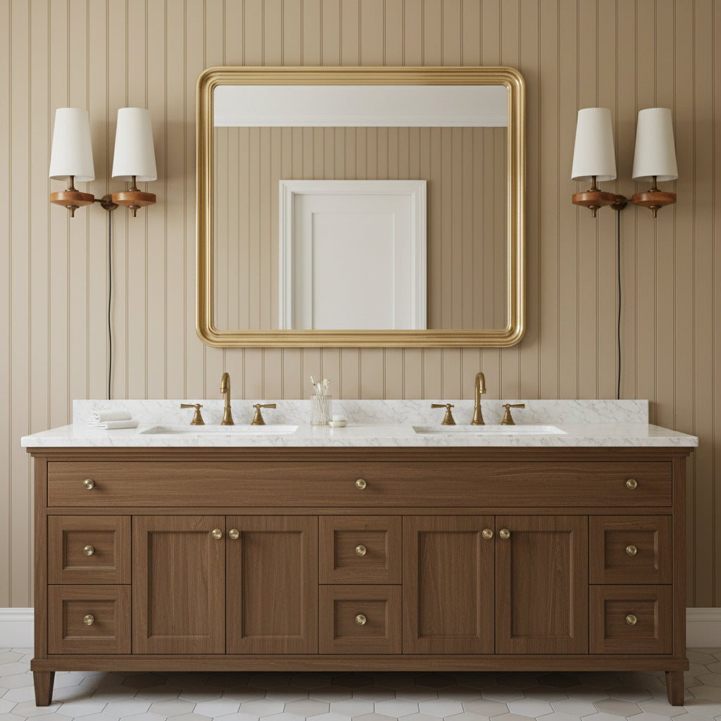 Walnut Brass Plug-In Wall Light