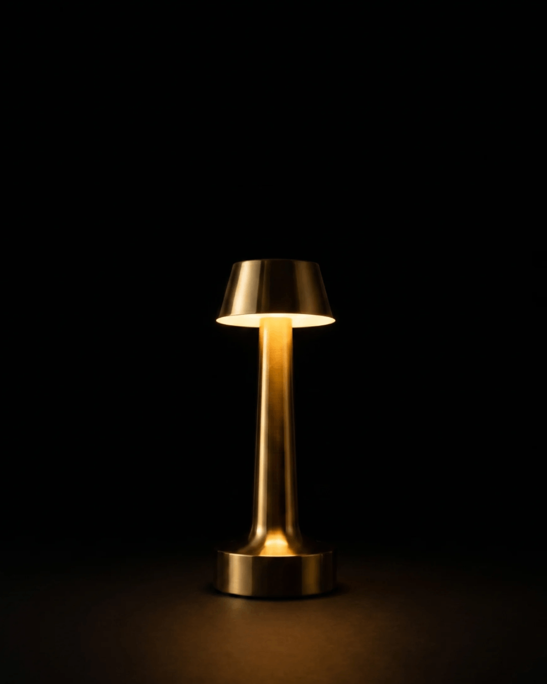 Conical Brass Cordless Table Lamp