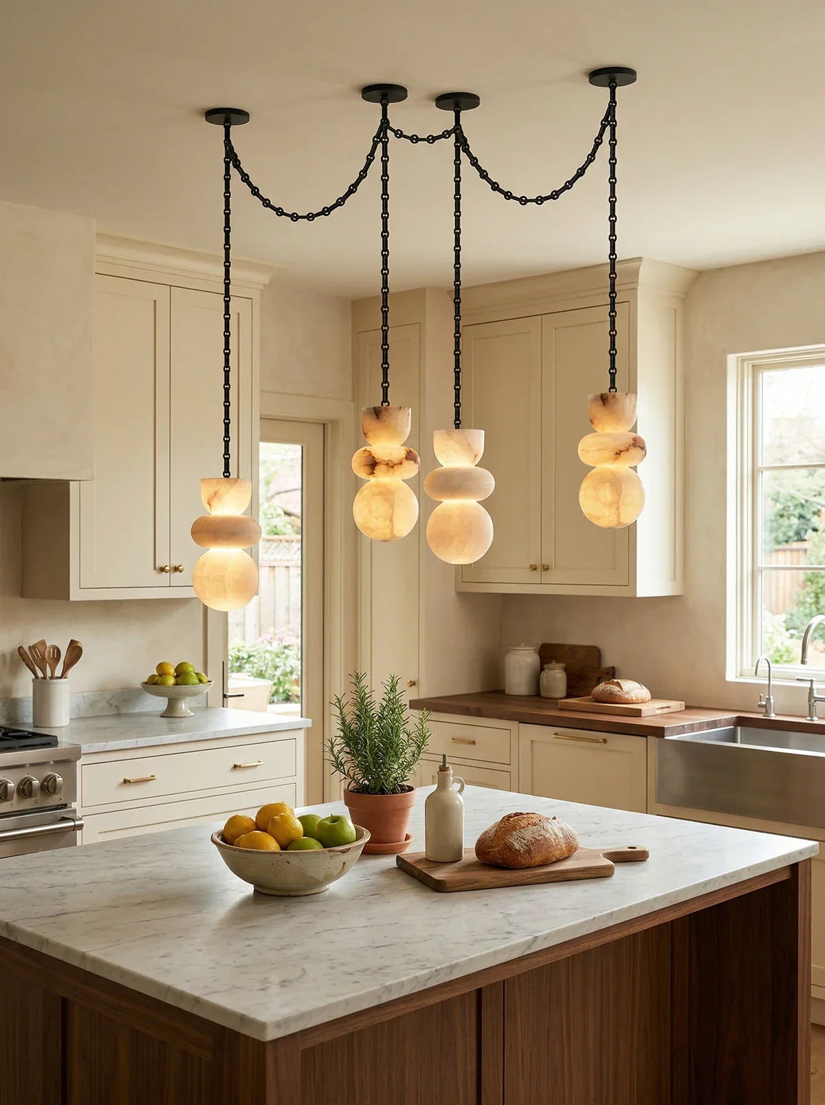 Alabaster Stone Cascade Chandelier