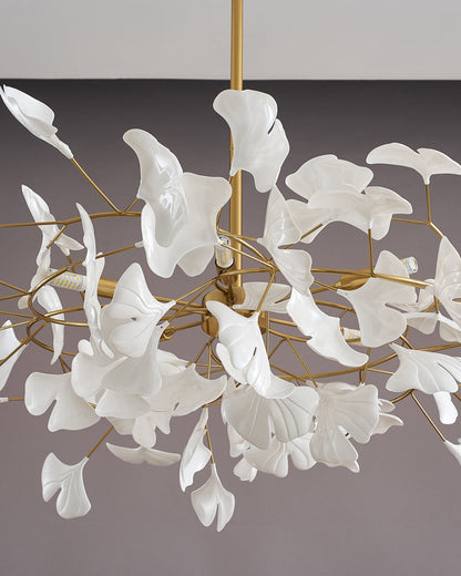 Ceramic Petal Brass Chandelier