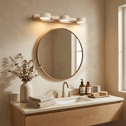 Travertine Wood Vanity Wall Light