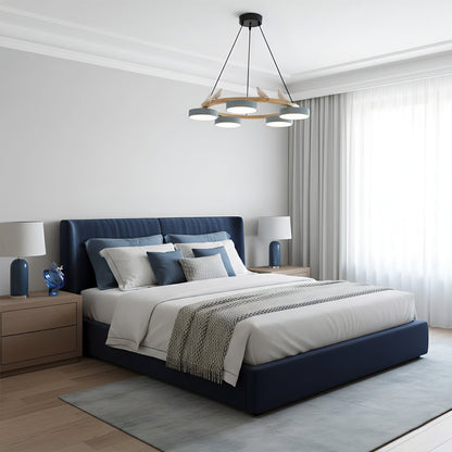 Round Wooden Bird Chandelier