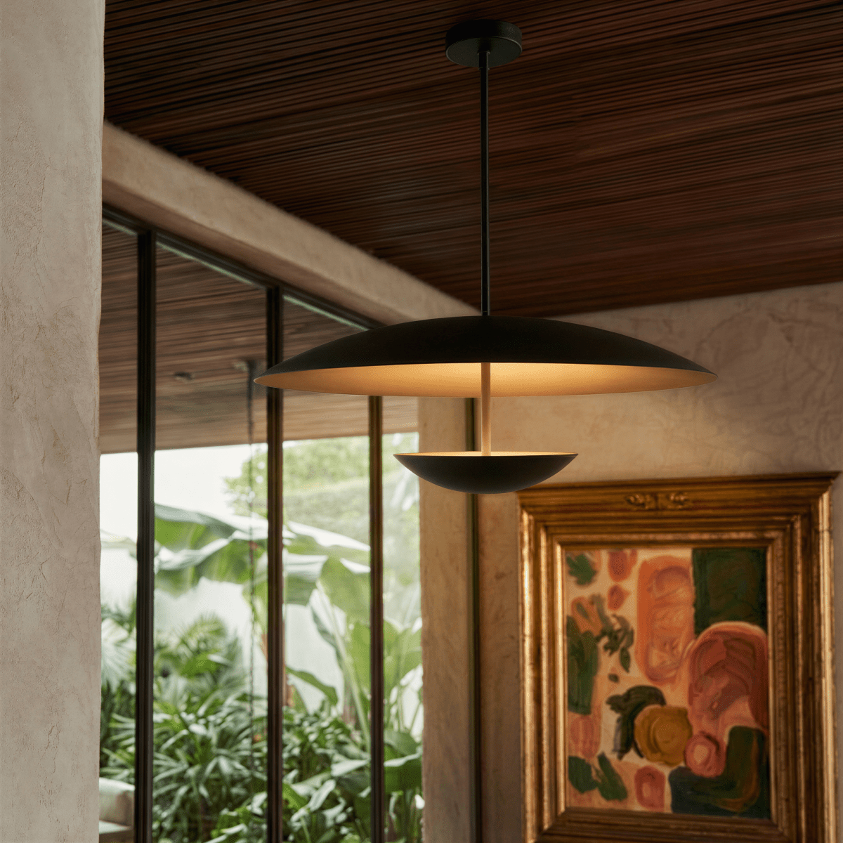 Wide Disc Metal Pendant Light