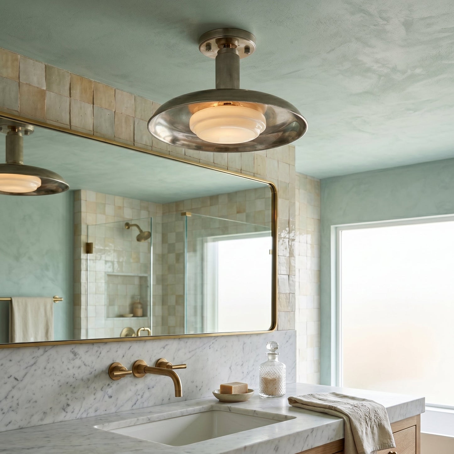 Wide Disc Flush Ceiling Light