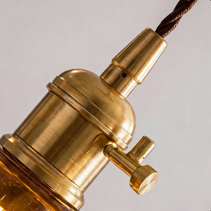 Vintage Brass Amber Pendant Light