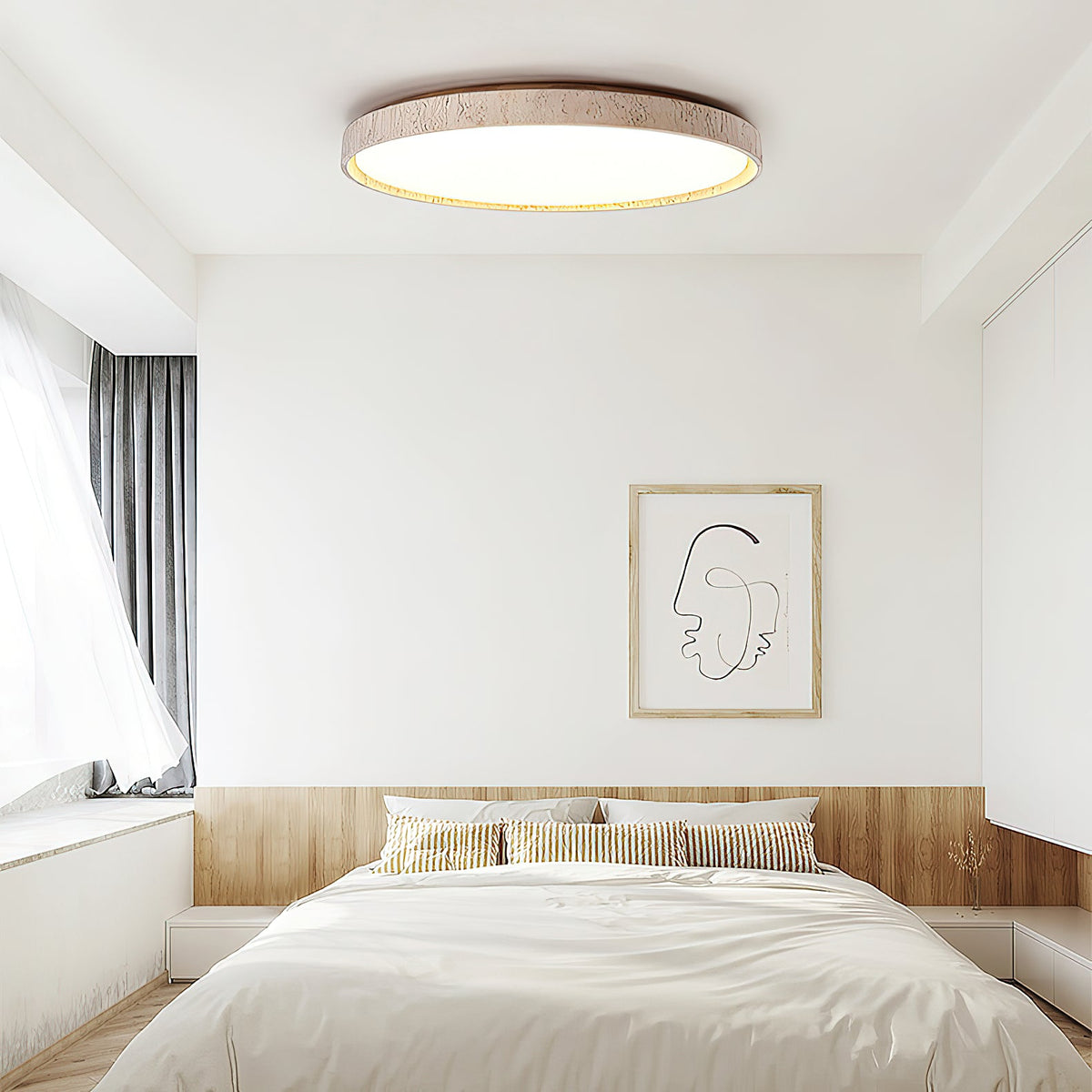 Walnut Travertine Disc Ceiling Light