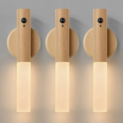 Oakmira Minimalist Wood Motion Sensor Wall Light