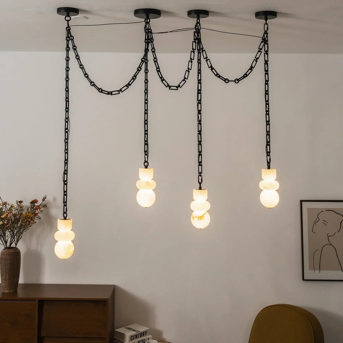 Alabaster Stone Cascade Chandelier