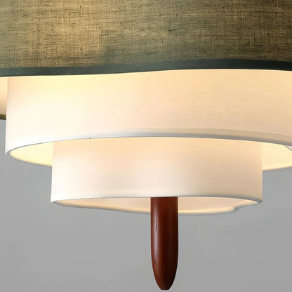Tiered Fabric Walnut Pendant Light