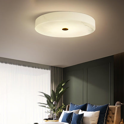 Alabaster Drum Flush Ceiling Light