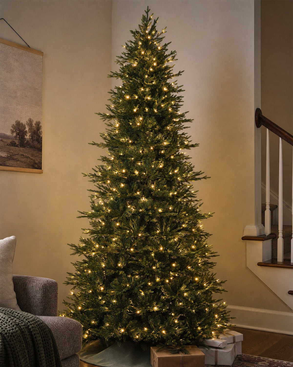 Skovra Classic PE/PVC 12ft Pre-Lit Christmas Tree