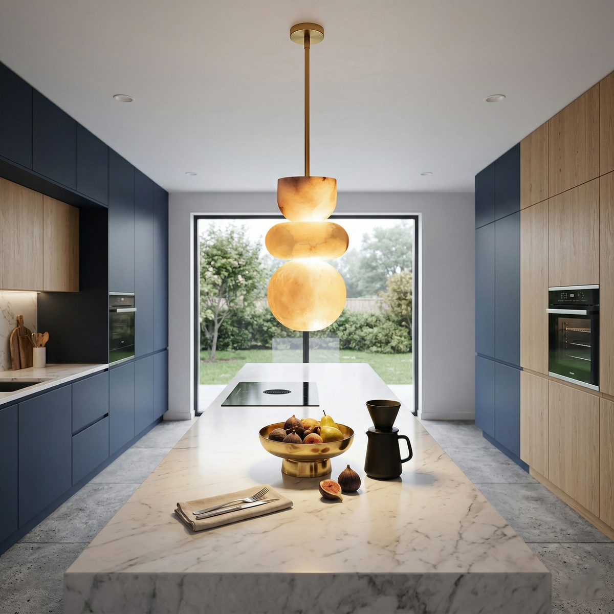 Stacked Alabaster Pendant Light