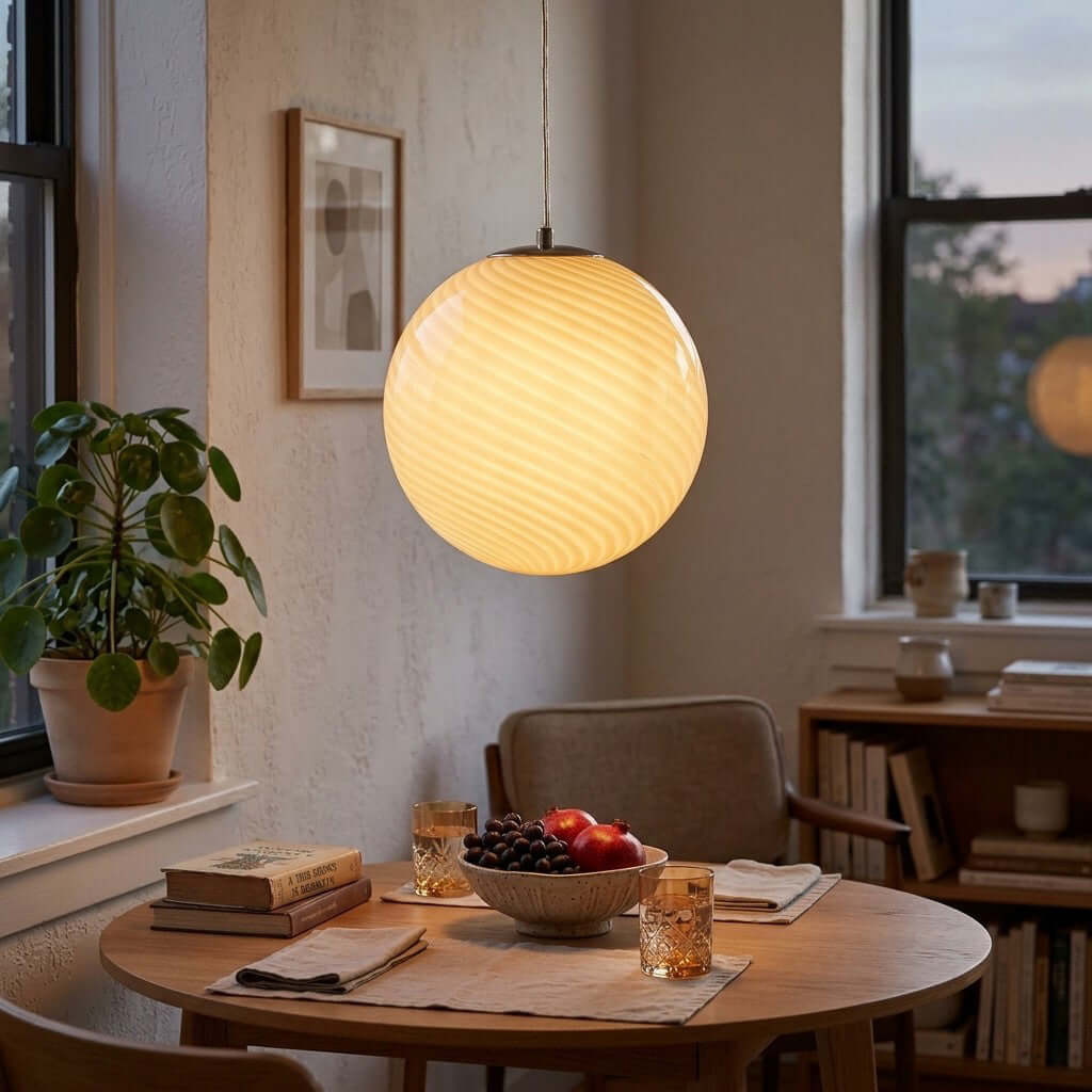 Swirled Glass Globe Pendant Light