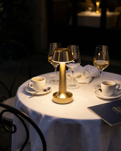 Conical Brass Cordless Table Lamp