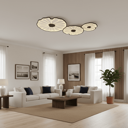 Waterlily Wood-Grain Ceiling Light