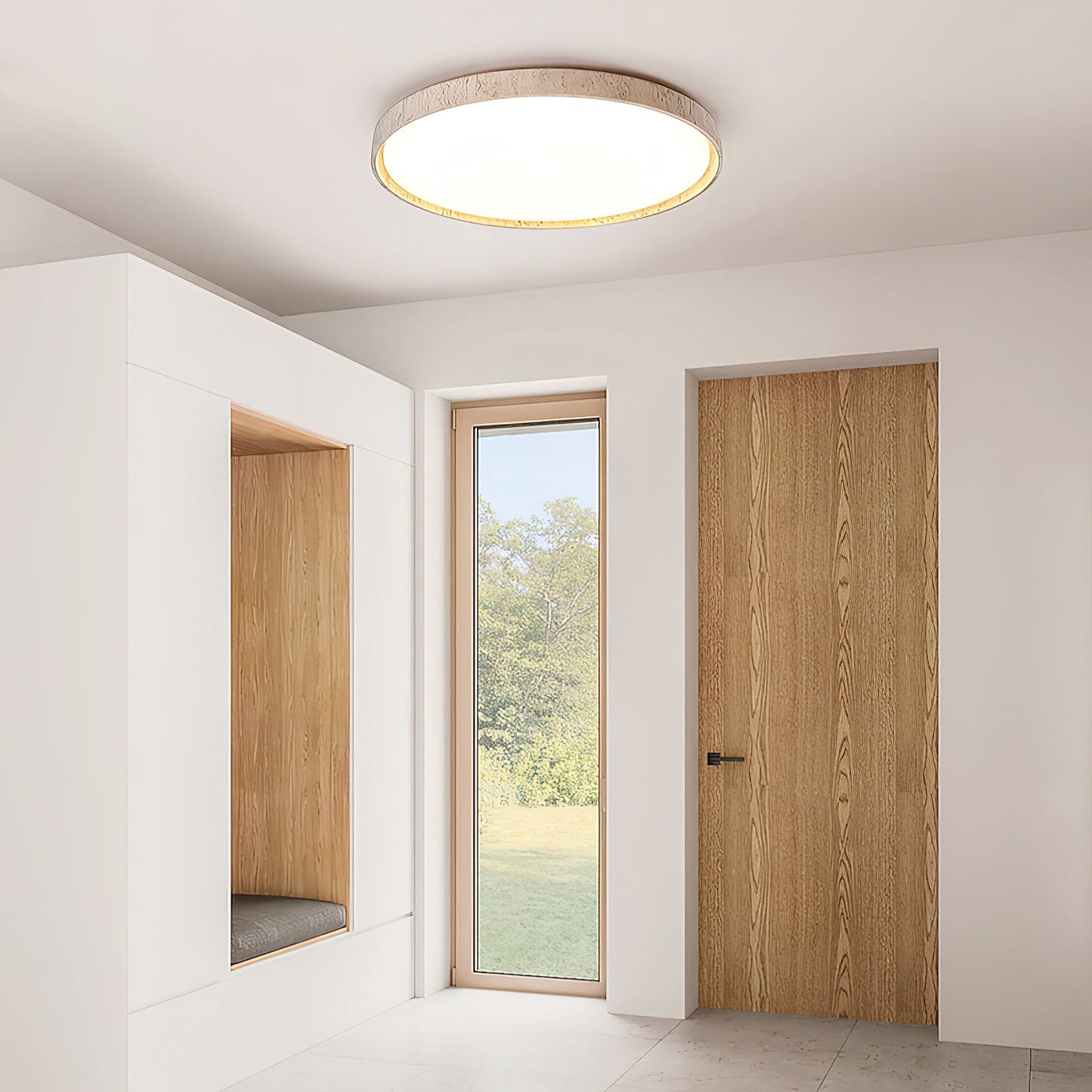 Walnut Travertine Disc Ceiling Light