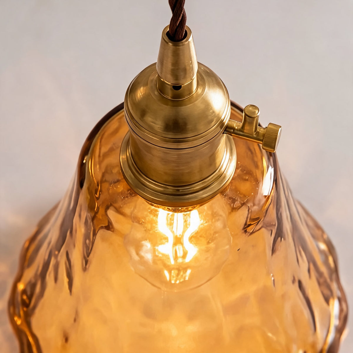 Vintage Brass Amber Pendant Light