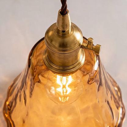 Vintage Brass Amber Pendant Light