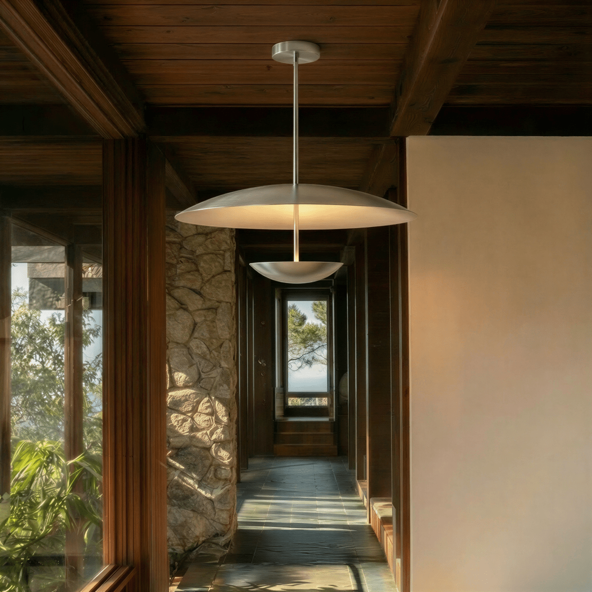 Wide Disc Metal Pendant Light