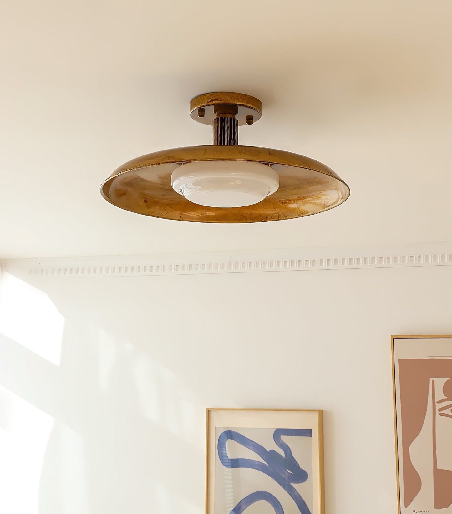 Wide Disc Flush Ceiling Light