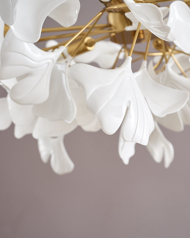 Ceramic Petal Brass Chandelier